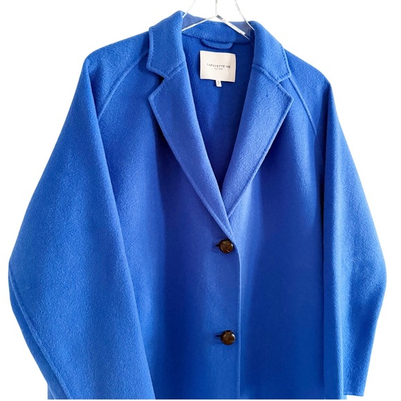 Lafayette 148 Galaxy Blue Cashmere Oversized Two Button Car Coat Small‎ - Picture 12 of 15